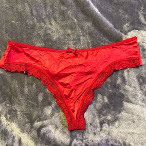 Victoria’s Secret Red Lace and Bow Detail Thong